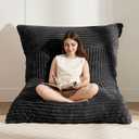 3-in-1 Giant Bean Bag Chair for Adults & Kid, Convertible Floor Sofa to Mattress, High-Density Foam Chair Bed with Washable Cover, Multi Functional Lounge Couch for Bedroom, Living Room (Black), XL Sofa Chair