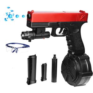 Electronic Gel Ball Blaster Toy Full Auto Gel Toy Goggles and Drum,for Christmas Easter Outdoor Games, Gift Ages 14+ Red
