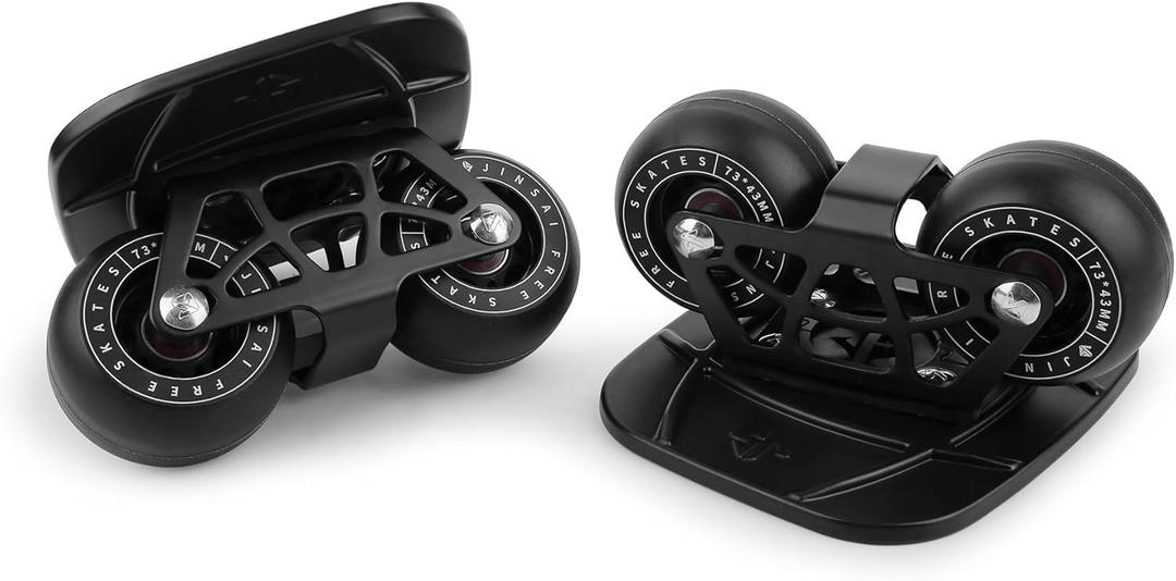 FreeSkates Portable Roller Road Drift Skates Plate, with Aluminum Alloy Deck Non-Slip, Board Split Skateboard with PU Wheels High-end Bearings (Medium, Black)