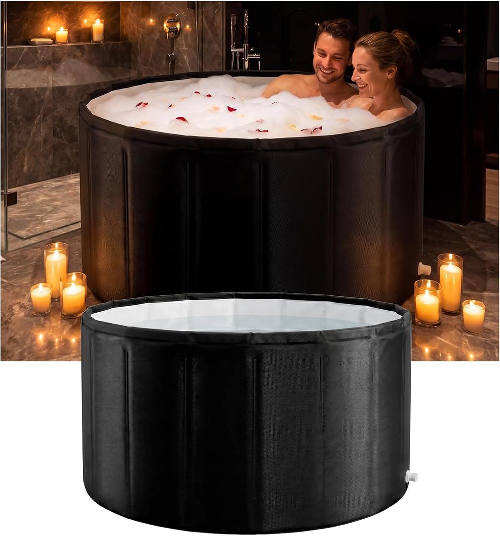 Portable Bathtub for Adults 41.3x26" Foldable Ice Bath Tub for Shower Bathroom Collapsible Cold Plunge Bathtub