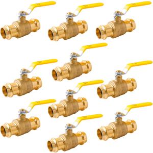 WHK 10 Pack 3/ 4" Press Propress Ball Valve Pro Press Ball Valve Fittings to Press into 3/ 4" Copper（Lead-Free, Pro Press Brass Ball Valve 3/ 4, 10PCS)
