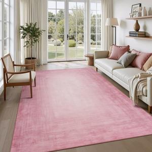 9x12 Pink Area Rugs for Living Room, Machine Washable Non Slip Area Rug Girls Nursery Rug Modern Abstract Indoor Rug Carpet Ultra Soft Rugs for Bedroom Dining Room Playroom Bedside Office