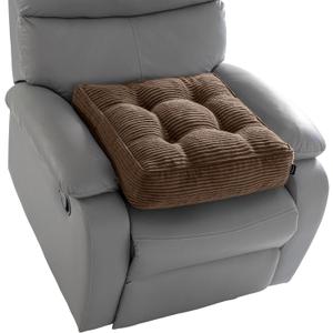 HIGOGOGO Tufted Corduroy Recliner Seat Cushion for Elderly, High Density Foam Large Square Seat Cushion for Recliner Chair, Floor Pillow, Office Chair, Car, No Pressure on Thighs, 20x20x4 (Brown)