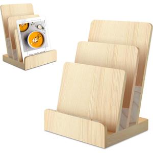 DOSTATNI 3 Tier Pine Wood Pamphlet Display Stand Brochure Holder 6 x 9 Literature Stand Postcard Holder Display Stand Flyer Holder Magazine Rack for Pamphlet Magazine Booklets Menu