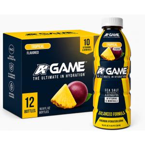 A Game Tropical Sports Drink, Gluten Free, 16 Fluid Ounces (Pack Of 12), BB 09/11/2026