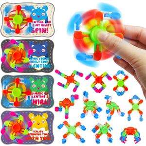 DG-Direct 28 Packs Valentine's Day Cards with fidget spinner Toys, Kids Valentine Party Favor, Valentine's Day School Classroom Prizes, Valentine Exchange Gift