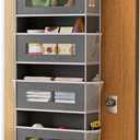 5 Tier Over The Door Organizer - Large Capacity Behind Door Hanging Shelves with 10 Mesh Pockets and Clear Windows, Closet Organizers and Storage for Bathroom, Bedroom, Nursery, Grey