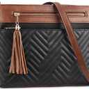 BOSTANTEN Crossbody Purses for Women Medium Shoulder Bag Quilted Handbags with Zipper Pocket (Black With Brown)