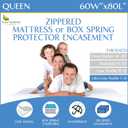 Queen Size Mattress or Box Spring Encasement (5" to 8" Depth)  Low Profile Waterproof Zippered Protector Bed Cover, Noiseless, Machine Washable