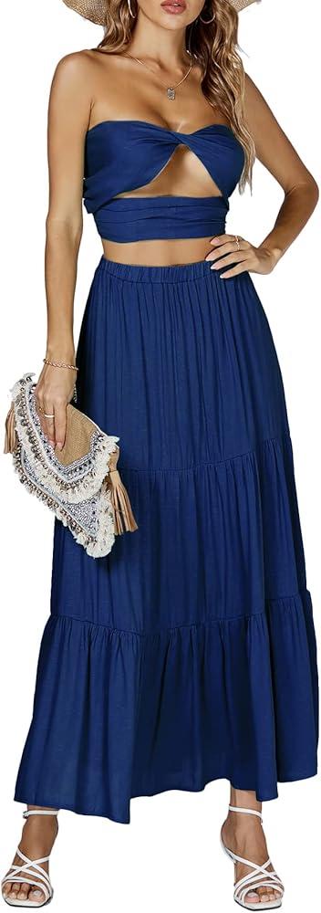 LYANER Woman's set Shirt and skirt SIZE S ( NAVY BLUE )