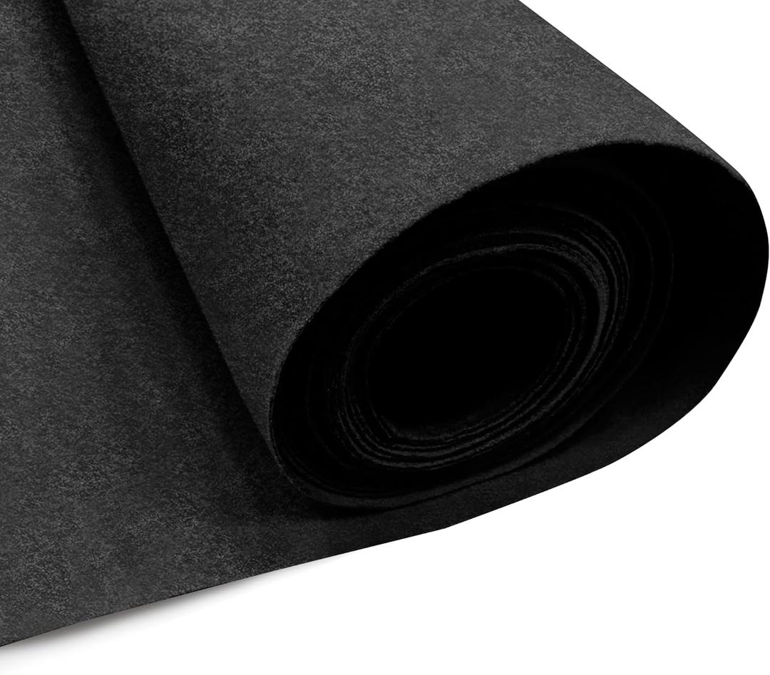 EOVEA | Acrylic Felt Fabric by The Yard - Non-Stiff, Soft Material - 72" Wide - 1.6mm Thick Felt Sheets for DIY Crafts, Sewing, Upholstery, Cushion, Padding(Black, One Yard)