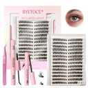 252 Pcs Individual Natural Lashes Clusters Fluffy Lash Clusters Extensions Kit Wispy Eyelash Clusters D Curl Left & Right Cluster Easy DIY Lash Extension Cluster at Home