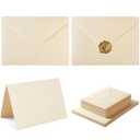 50 Pack Cream A6 Envelopes with Cards 4x6 Thick Folded Cardstock and Gold Stickers for Greeting Cards, Wedding, Birthday, Invitations, Baby Showers (Cream, 4x6)