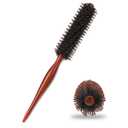 Mozeat Lens Hair Brush, Small Round Boar Bristle Styling Brush with Nylon Pins and Wooden Handle, Volumizing Hair Brush for Straightening Curling, Detangling, Travel Size