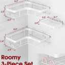 Sakugi Corner Shower Caddy - 3-Pack Shower Organizer with Soap Holder & Built-In Hooks, Rustproof Metal Shower Shelves, Laundry, Kitchen, Bathroom Organizers and Storage Solution, Large, White