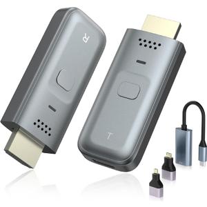 Temracha Wireless HDMI Transmitter and Receiver, Plug & Play Portable Wireless HDMI with Adapter, 4K Decode Transmit to 1080P Output Support 2.4/5GHz, 100FT for Streaming Video Laptop/Pc/Tv Box
