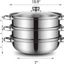 Steamer Pot for Cooking 11 inch Steamer Pot, 3-tier Multipurpose 18/8 Stainless Steel Steam Pot Cookware with Lid for Vegetable, Dumpling, Stock, Sauce, Food