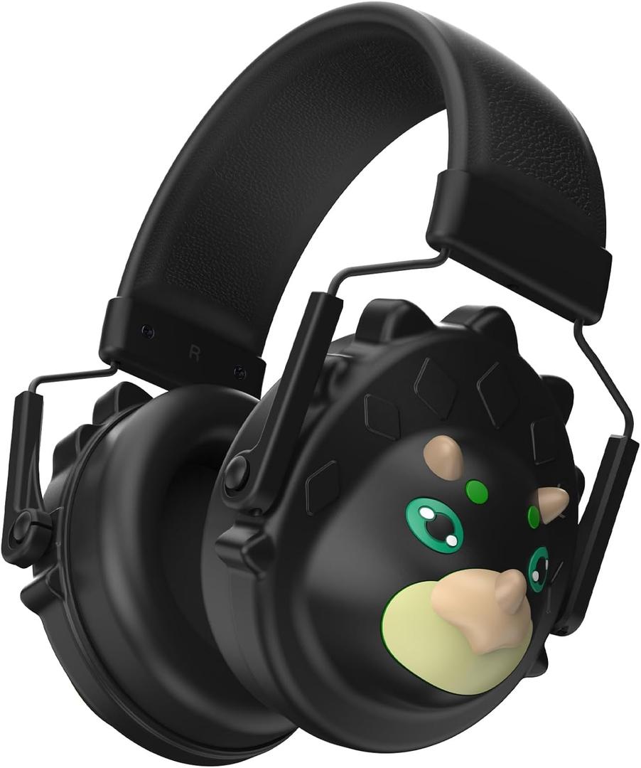 Noise Cancelling Headphones for Kids, Ear Muffs for Noise Reduction with Dinosaur Shaped, Ear Protection Earmuffs (Black)