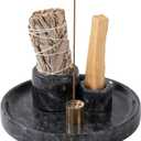 4 in 1 Marble Incense Holder, Natural Marble Incense Burner for Meditation, 9 Incense Holes Suitable for Most Incense Types (Black)