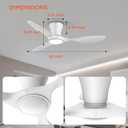 TALOYA Ceiling Fans with Lights,42 inch Modern Low Profile Ceiling Fan with Light and Remote Control, Flush Mount, 3CCT, White Ceiling Fan for Bedroom Living Room and Patio