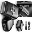 Welclux Electric Foil Shavers for Men: Men's Foil Shaver Featuring 2 Adjustable Speed Gears - Compact Electric Razor with Large LED Display & 4 Floating Blades - Facial Shaver with IPX7 Waterproof