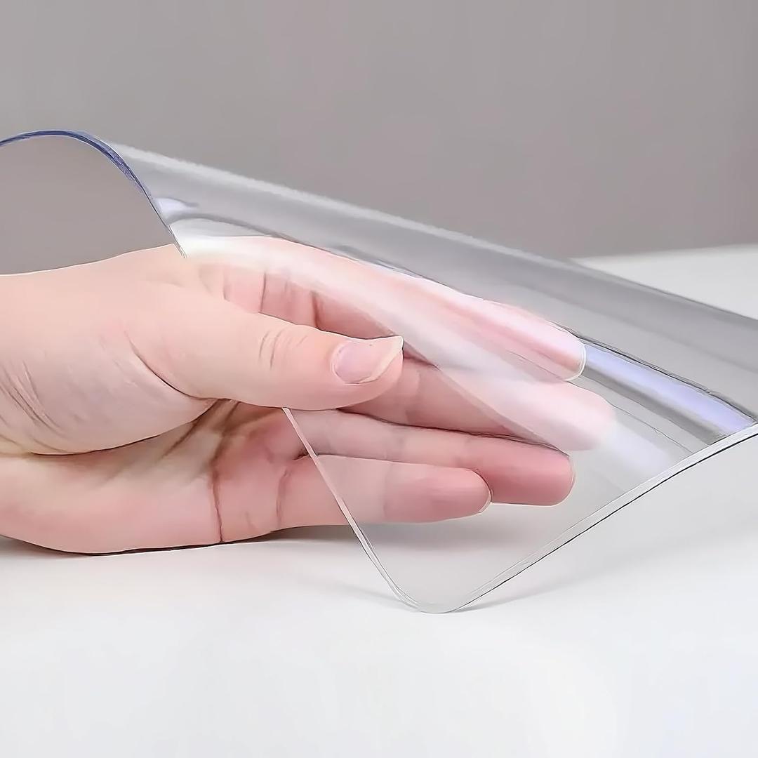 25in Clear PVC Table Protector 1.4mm Waterproof Cover Clear Desk Cover, Clear Desk Mat, Table Cover Tablecloth Protector Rectangle, Table Protector for Dining Room Table