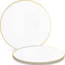 Bluesky Trading Table Settings White Hammered Organic Plastic Charger Plates (Pack Of 4) - 13" - Elegant Gold Rim Design, Perfect for Birthday Parties, Weddings, Events, Special Occasions, & More