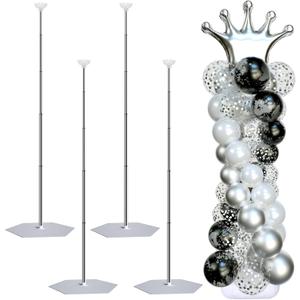 Balloon Arch Stand, Balloon Stand Set of 4, 7 Feet Height Adjustable Metal Balloon Column Stand for Party Decorations Wedding Birthday, Graduation Party Decoration, Baby Shower