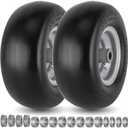 11x4.00-5 Lawn Mower Tires Flat Free for Zero Turn Lawn Mowers Front Tires, 11x4-5 Solid Smooth Tread Tire With 3/4" or 5/8" Bushing, 3.4"-4"-4.5-5" Centered Hub, Universal Adapter Kit