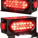 Steel Trailer Light Boxes Housing Kit, 6" Oval Red 24-LED Boat Trailer Lights Kit with Brake, Turning Signal, Reverse Lighting with 6 LED License Plate Light, 2" Round Red Side Marker Lights