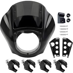 Quarter Fairing Windshield Kit for Harley Softail Street Bob FXBB FXBBS Softail Standard FXST 20182024, Motorcycle Front Fairing Two-Tone Windscreen, Quick-Release 49mm Fork Clamps