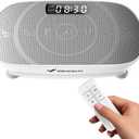 MERACH Vibration Plate Exercise Machine, Curved Vibration Plate for Lymphatic Drainage Weight Loss, Vibrating Plate with Real-Time Calorie Tracking on LED Display, Workout Equipment for Home Women Men (Grey)