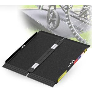 2FT Portable Wheelchair Ramp with Quick-Lock, Black Seamless Non-Slip Aluminum Folding Handicap Ramp,Threshold Ramp for Doorways, Wheel Chair Ramp for Home Steps (2FT(Using height 2-6''))