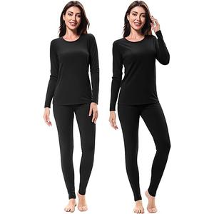 URATOT 2 Sets Womens Thermal Underwear Set Fleece Lined Thermal Underwear Soft Long Top Bottom Set for Women Cold Winter (XX-Large, Black, black)