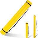 DEWEL Document Tube,Plastic Expanding Poster/Art/Document Storage Tube 24.5 to 40 inches Adjustable with Carrying Strap Waterproof and Light-Resistance Telescoping Carrying Case (Yellow-Large Size)