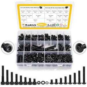 Kadrick Metric Screws Assortment,600 Pcs M6 Screws Nuts Washers Assortment M6x8MM-40MM, Hex Socket Button & Cap Head M6 Machine Bolts Kit, 12.9 & 10.9 Grade Alloy Steel Black