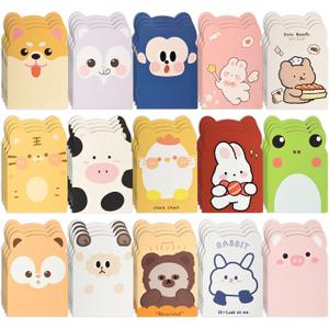 100 Packs Mini Notebooks for School Mini Cute Animal Notebooks Mini Notebooks Bulk for Christmas Day Office Classroom prizes College Ruled Pages(Cartoon Animals)