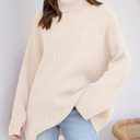 ZESICA Women's 2026 Fall Winter Sweaters Oversized Turtleneck Long Sleeve Chunky Knitted Pullover Sweater Jumper Tops (S)