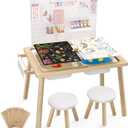 Easyego Sensory Table for Toddlers Kids Play Wooden Sand Water Table with Can DIY Creation Pegboard & Foldable Storage Bins for Indoor and Outdoor Use, Birthday Gifts for Boys and Girls - Wood Color, 28.5"D x 20.5"W x 36"H