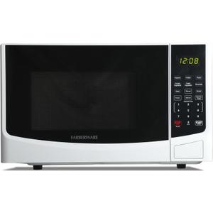 Farberware 0.9 Cu. Ft. Countertop Microwave Oven 900W Power, Auto Cook Settings, Defrost, and Safety Lock White
