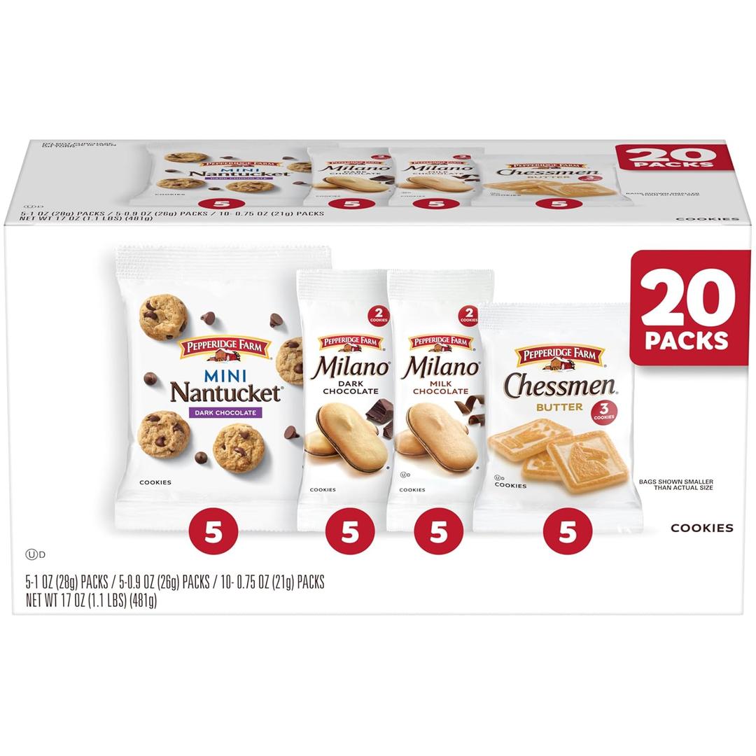 Pepperidge Farm Cookies Variety Pack, Snack Packs, 20 Pk BBD: 05/10/2026