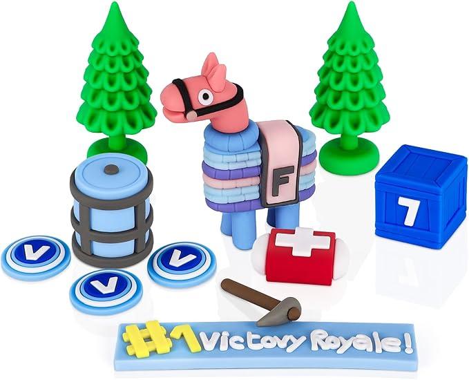 Markhomia Lemoneon Video Game Cake Toppers Upgraded Designs V2 Battle Royale Llama Decoration for Birthday Party Cake Decor 11Pcs/Set