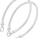 uxcell Leather Purse Strap, 2Pcs 60cm/23.62" Short Leather PU Braided Purse Replacement Handle with Metal Buckles for Underarm Bags, Handbags (Silver Strap + Silver Clasp)