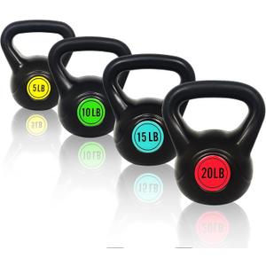 IOLIXIS 4-Piece Kettlebell Set with Wide Grip - Perfect for Home Gym Strength Training & Workouts, 50 pounds