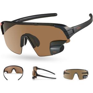 Cycling Glasses with Rear-view Mirror - Sports Sunglasses for Men & Women - UV-400 Protection (High Definition Smoke)