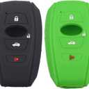 2Pcs Silicone Rubber 4 Buttons Smart Key Fob Skin Cover Case Protector Keyless Compatible with Subaru BRZ Forester Legacy STI WRX Crosstrek Ascent 2022 2023 Outback Impreza Black Green