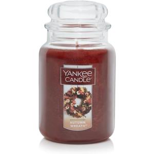 Yankee Candle Autumn Wreath Scented Classic 22oz Large Jar Single Wick Aromatherapy Candle Over 110 Hours of Burn Time Fall Fragrance Perfect for gifting