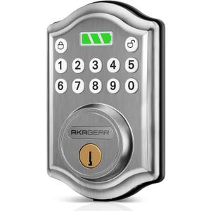 Keyless Entry Door Lock with Keypad - Smart Deadbolt for Front Door with 2 Keys - Auto Lock - Easy Installation - DS10 Mini (Satin Nickel)