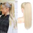 Extensions Drawstring Long Straight Fake Pony Tail Natural Soft Clip in Hair Extension Synthetic Heat Resistant Hairpiece 20 Inch Light Blonde