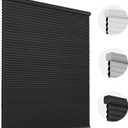 Joydeco Honeycomb Shades, Black Cordless Cellular Shades Blackout, Free-Stop Honeycomb Window Blinds for Bathroom, Bedroom, Living Room, Office, Kitchen (36" W x 64" H)